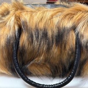 Faux Fur Handbag with Black Accents